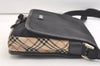 Authentic BURBERRY BLACK LABEL Check Shoulder Bag Nylon Leather Black 3131K