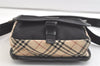 Authentic BURBERRY BLACK LABEL Check Shoulder Bag Nylon Leather Black 3131K