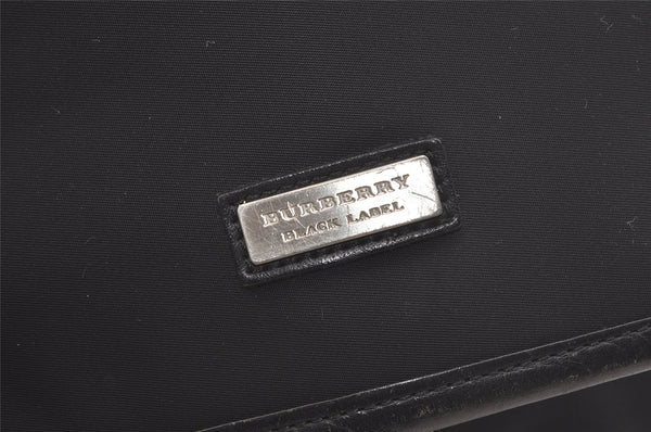 Authentic BURBERRY BLACK LABEL Check Shoulder Bag Nylon Leather Black 3131K