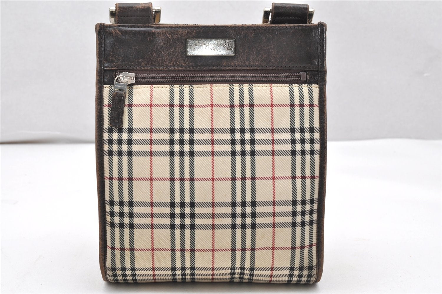 Authentic BURBERRY Nova Check Shoulder Cross Body Bag Nylon Leather Beige 3132K