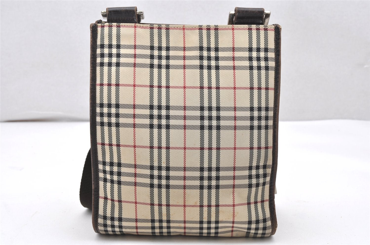 Authentic BURBERRY Nova Check Shoulder Cross Body Bag Nylon Leather Beige 3132K