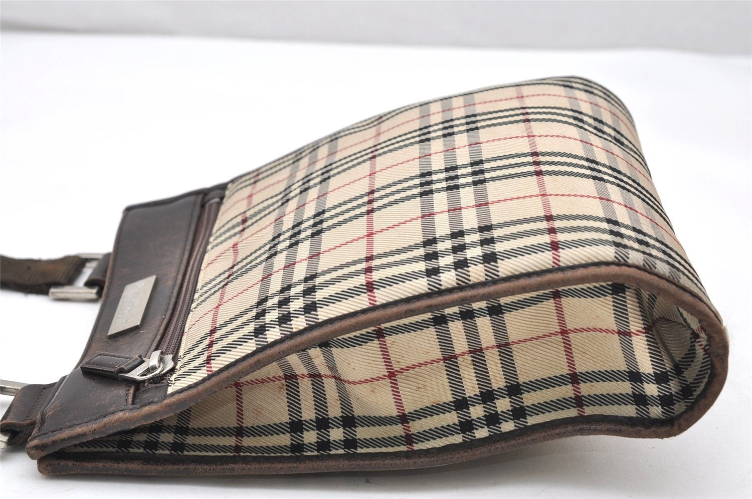 Authentic BURBERRY Nova Check Shoulder Cross Body Bag Nylon Leather Beige 3132K
