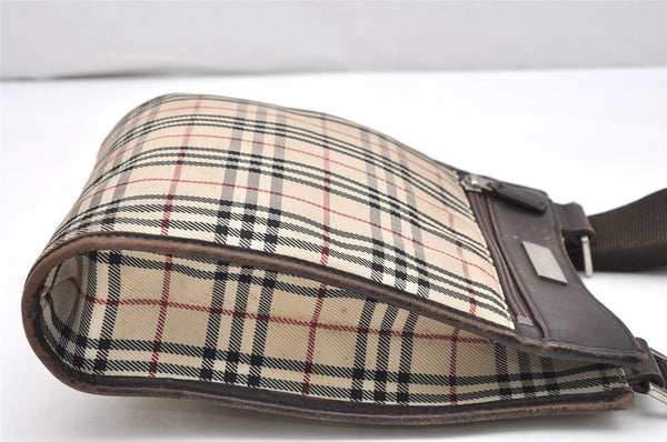 Authentic BURBERRY Nova Check Shoulder Cross Body Bag Nylon Leather Beige 3132K