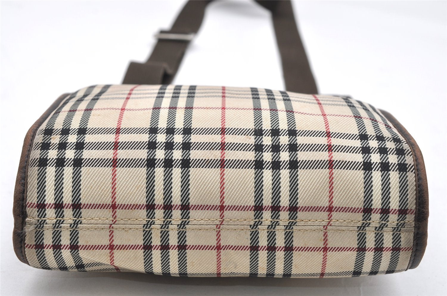 Authentic BURBERRY Nova Check Shoulder Cross Body Bag Nylon Leather Beige 3132K