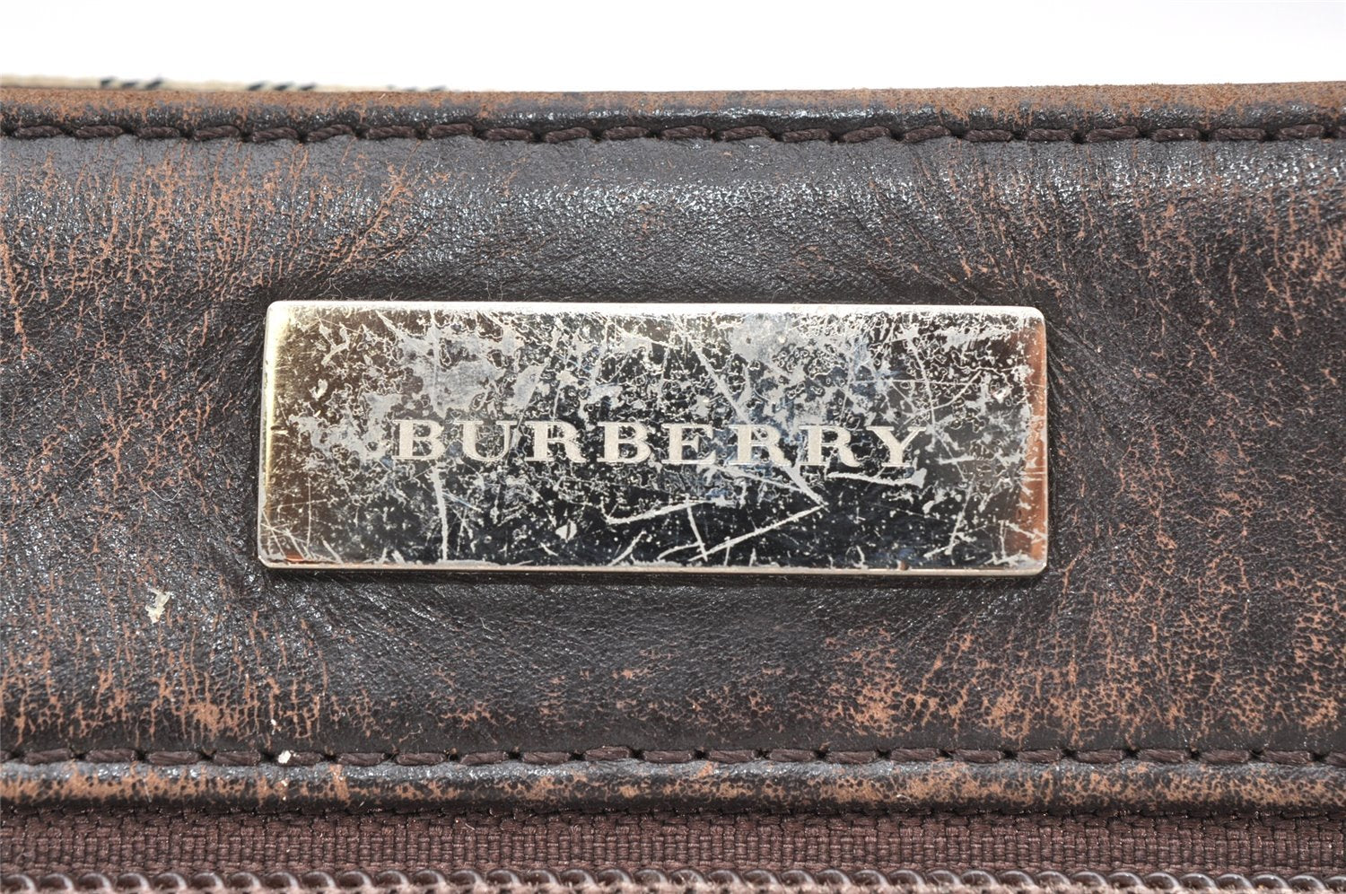 Authentic BURBERRY Nova Check Shoulder Cross Body Bag Nylon Leather Beige 3132K