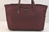 Authentic PRADA Vintage Nylon Tessuto Leather Shoulder Tote Bag Bordeaux 3133K