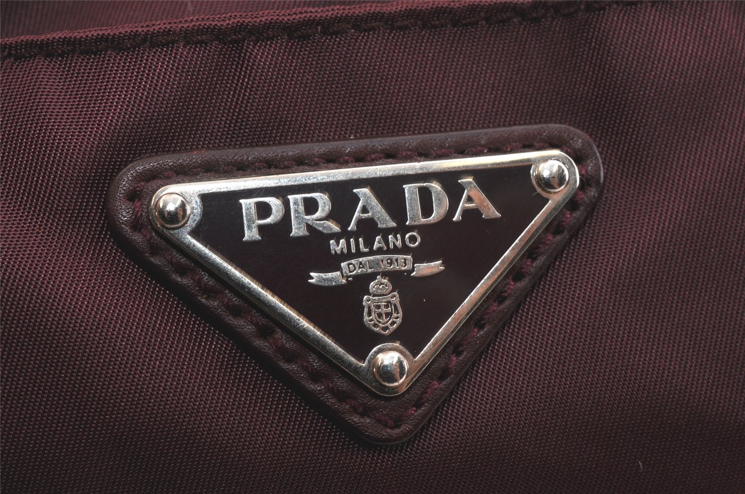 Authentic PRADA Vintage Nylon Tessuto Leather Shoulder Tote Bag Bordeaux 3133K