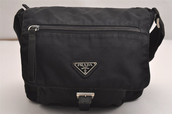 Authentic PRADA Nylon Tessuto Leather Shoulder Cross Body Bag Purse Black 3134J