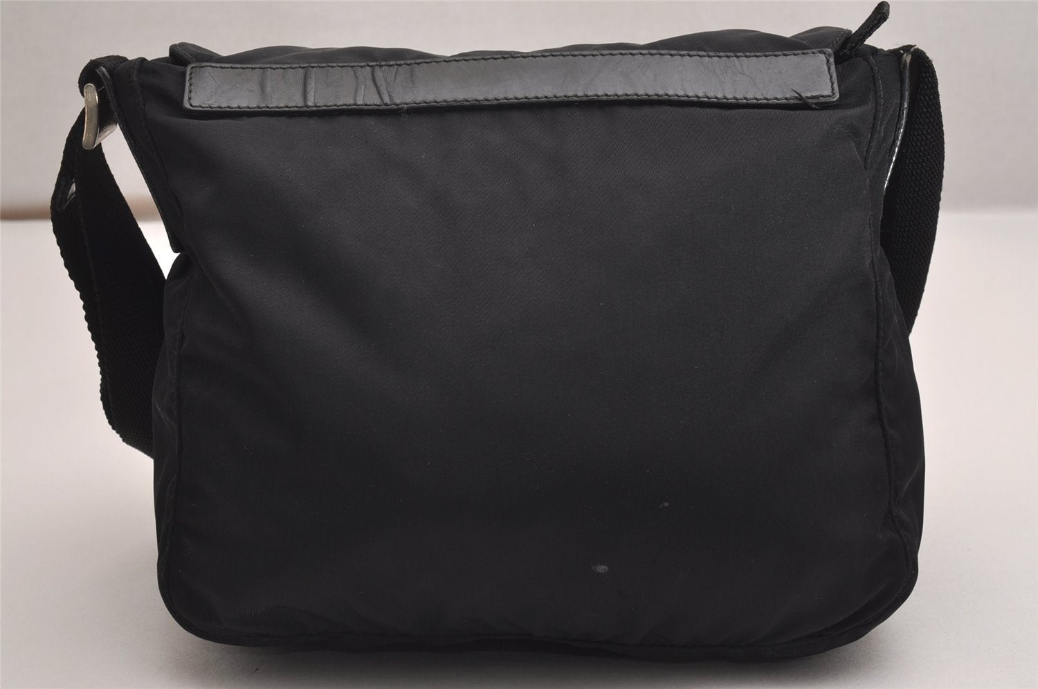 Authentic PRADA Nylon Tessuto Leather Shoulder Cross Body Bag Purse Black 3134J