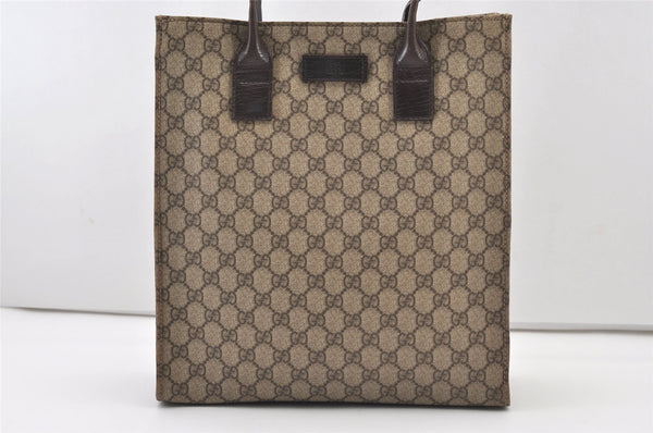 Authentic GUCCI Vintage Hand Tote Bag GG PVC Leather 91249 Brown 3137J