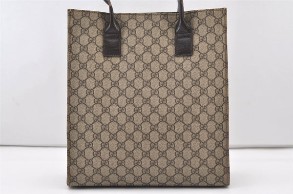 Authentic GUCCI Vintage Hand Tote Bag GG PVC Leather 91249 Brown 3137J
