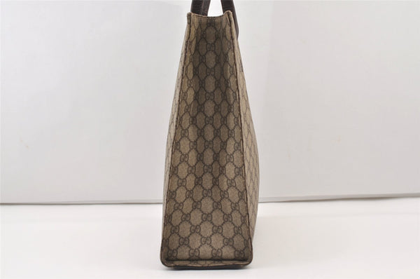 Authentic GUCCI Vintage Hand Tote Bag GG PVC Leather 91249 Brown 3137J