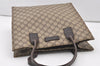 Authentic GUCCI Vintage Hand Tote Bag GG PVC Leather 91249 Brown 3137J