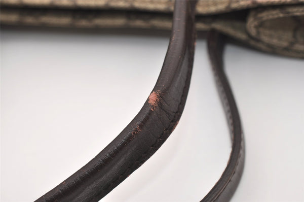 Authentic GUCCI Vintage Hand Tote Bag GG PVC Leather 91249 Brown 3137J