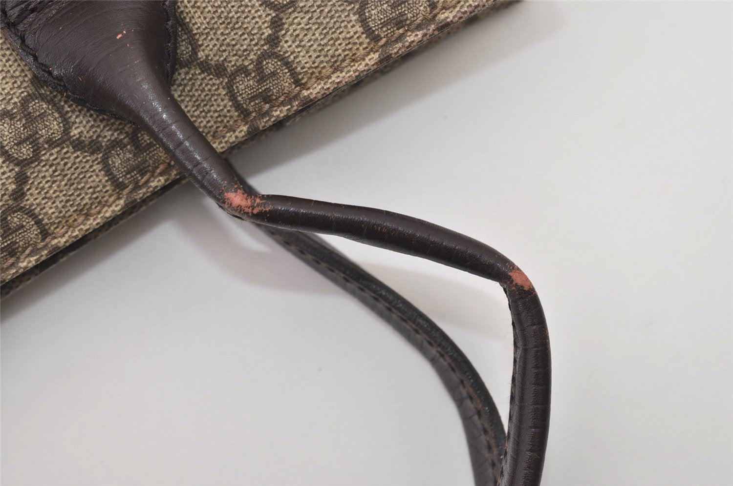 Authentic GUCCI Vintage Hand Tote Bag GG PVC Leather 91249 Brown 3137J