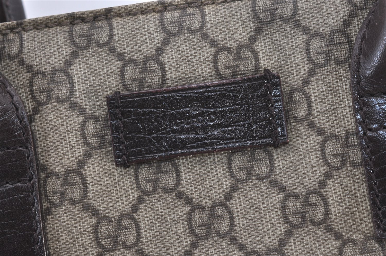 Authentic GUCCI Vintage Hand Tote Bag GG PVC Leather 91249 Brown 3137J