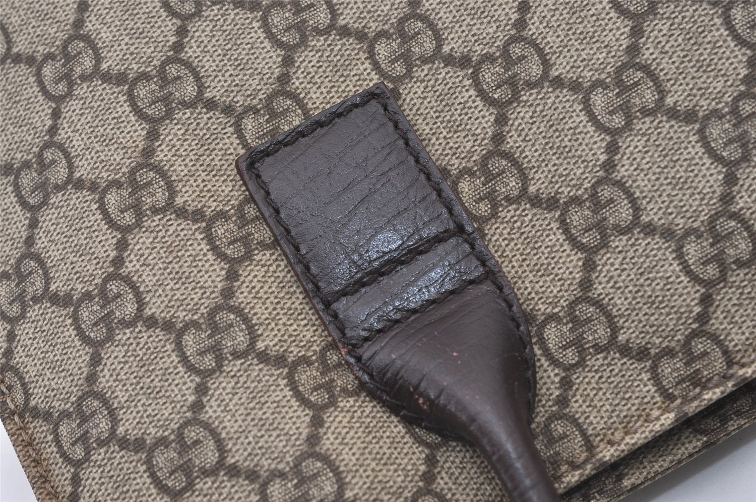 Authentic GUCCI Vintage Hand Tote Bag GG PVC Leather 91249 Brown 3137J