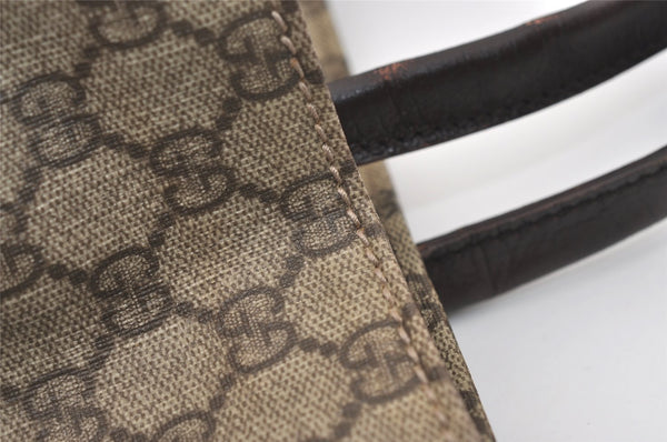 Authentic GUCCI Vintage Hand Tote Bag GG PVC Leather 91249 Brown 3137J