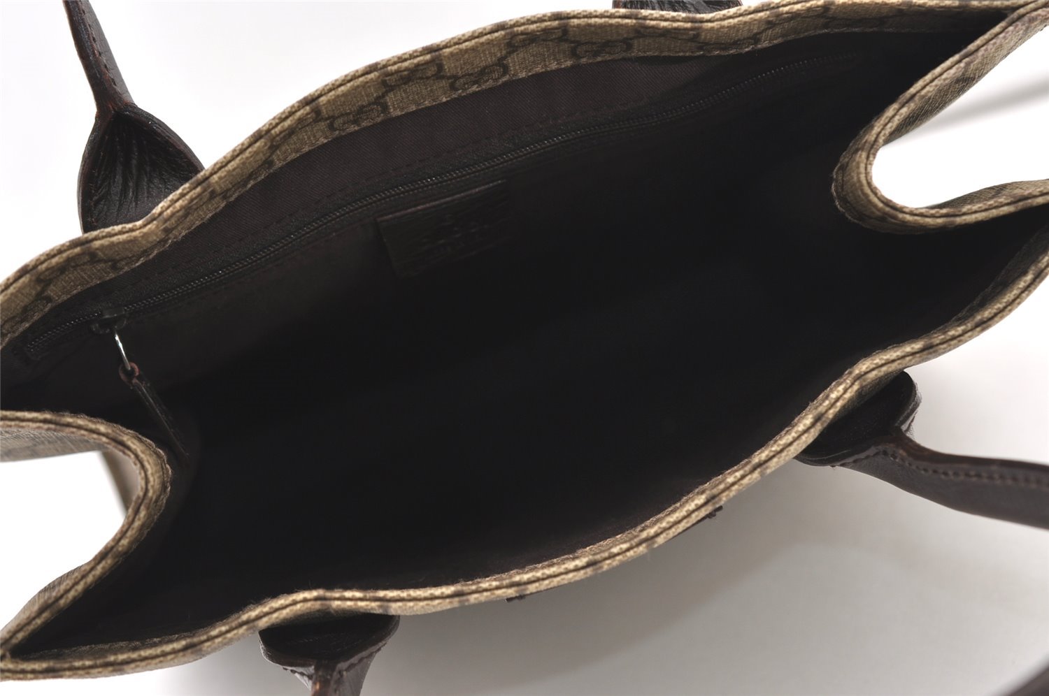 Authentic GUCCI Vintage Hand Tote Bag GG PVC Leather 91249 Brown 3137J