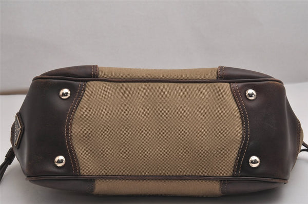 Authentic PRADA Canvas Leather Shoulder Hand Bag Purse Brown 3138J