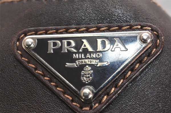 Authentic PRADA Canvas Leather Shoulder Hand Bag Purse Brown 3138J