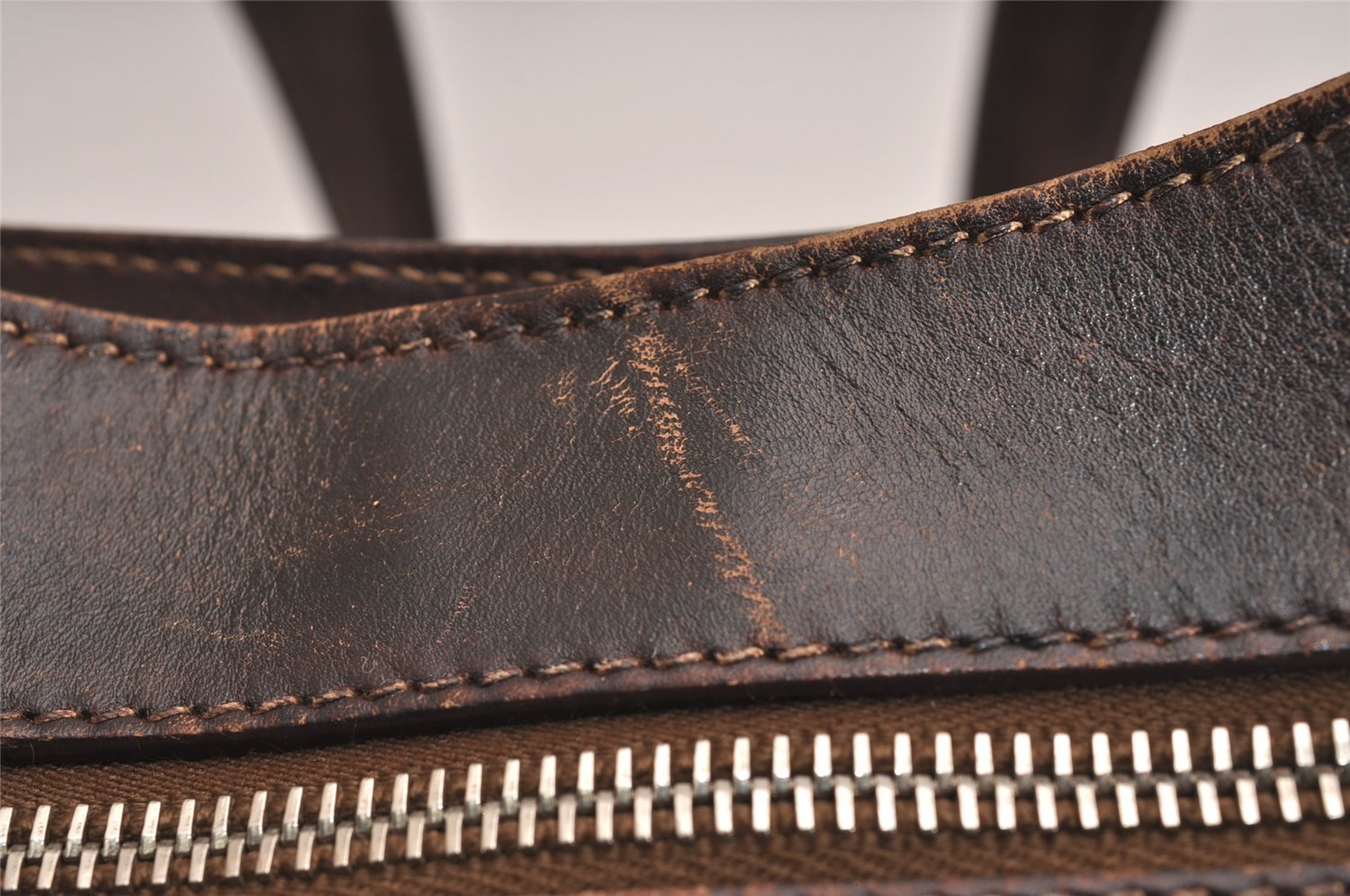 Authentic PRADA Canvas Leather Shoulder Hand Bag Purse Brown 3138J