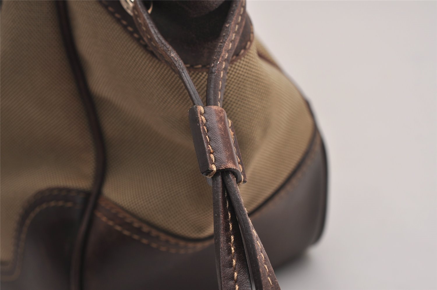 Authentic PRADA Canvas Leather Shoulder Hand Bag Purse Brown 3138J