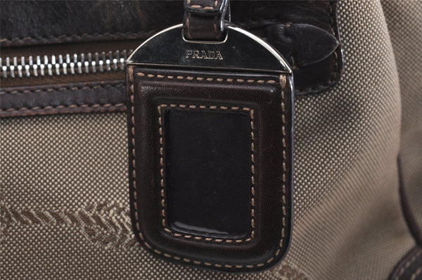 Authentic PRADA Canvas Leather Shoulder Hand Bag Purse Brown 3138J