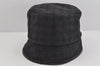 Authentic GUCCI Vintage Bucket Hat GG Canvas Leather Black 3138K