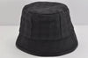 Authentic GUCCI Vintage Bucket Hat GG Canvas Leather Black 3138K