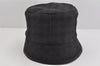 Authentic GUCCI Vintage Bucket Hat GG Canvas Leather Black 3138K