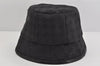 Authentic GUCCI Vintage Bucket Hat GG Canvas Leather Black 3138K