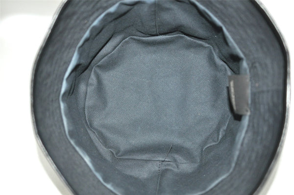 Authentic GUCCI Vintage Bucket Hat GG Canvas Leather Black 3138K