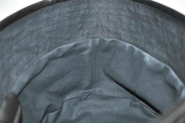 Authentic GUCCI Vintage Bucket Hat GG Canvas Leather Black 3138K