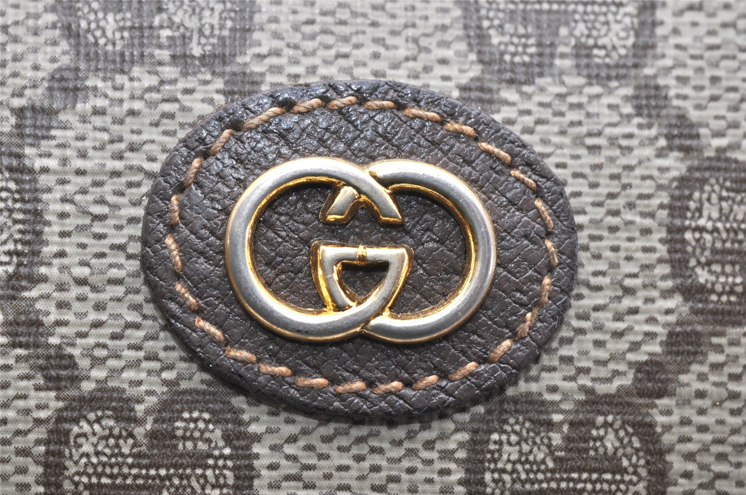 Authentic GUCCI Vintage Clutch Hand Bag Purse GG PVC Leather Brown 3140K