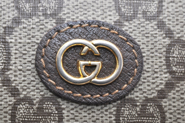 Authentic GUCCI Vintage Clutch Hand Bag Purse GG PVC Leather Brown 3140K