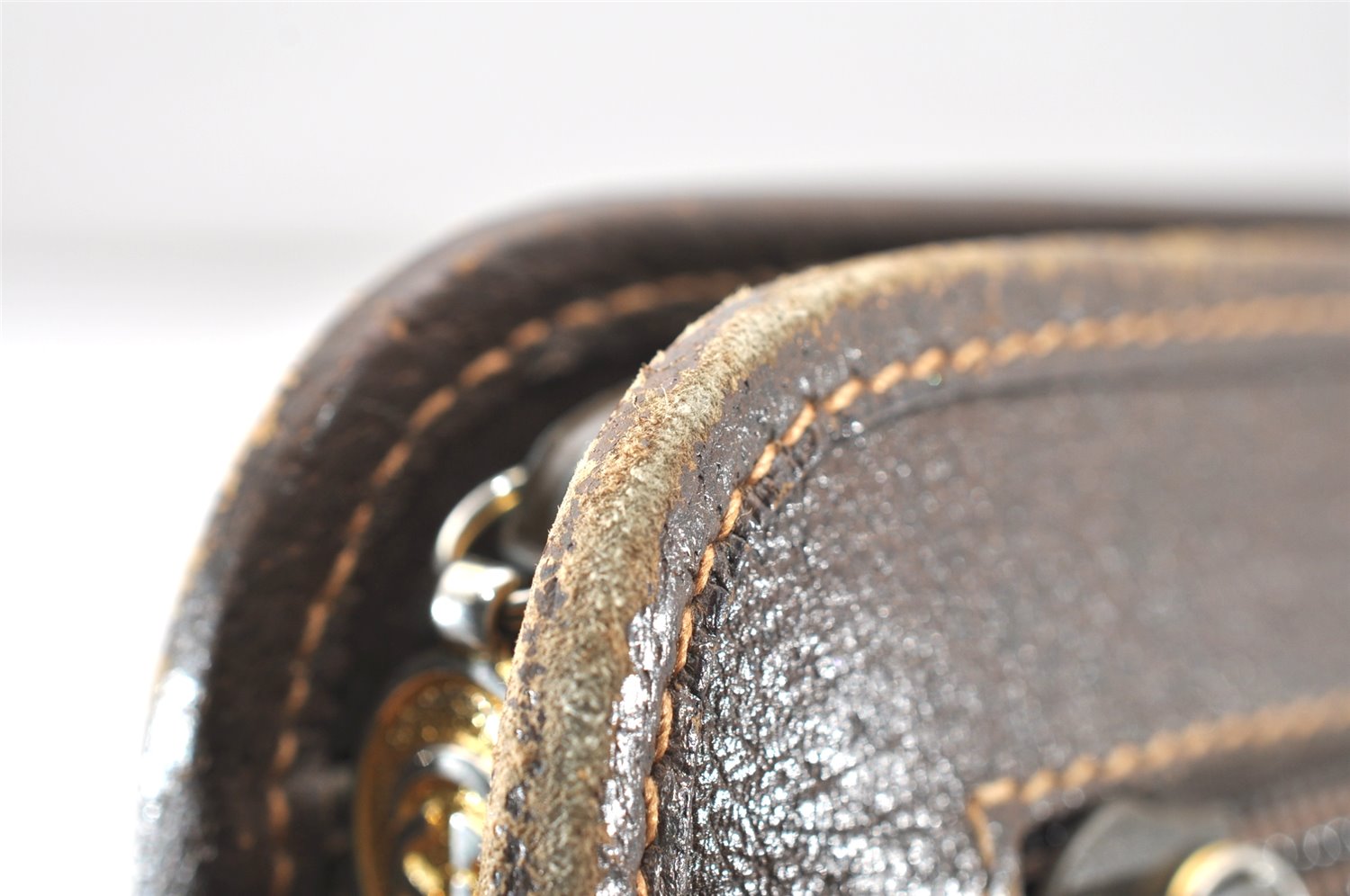 Authentic GUCCI Vintage Clutch Hand Bag Purse GG PVC Leather Brown 3140K