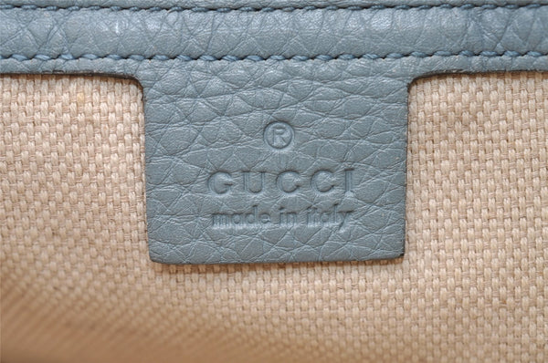 Authentic GUCCI SOHO Tassel 2Way Hand Tote Bag Leather 336751 Light Blue 3141I