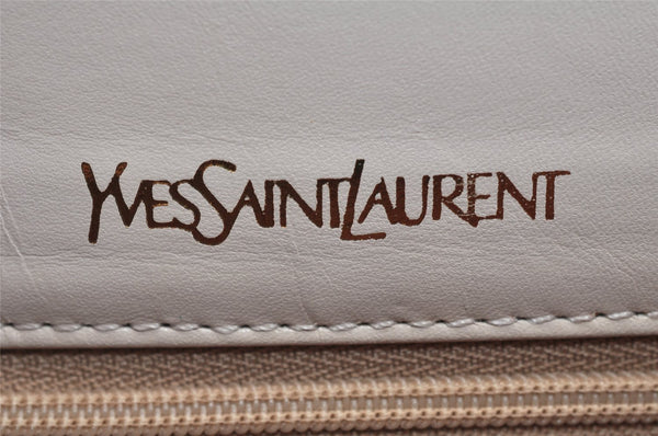 Authentic YVES SAINT LAURENT Shoulder Cross Body Bag Purse Leather White 3141K