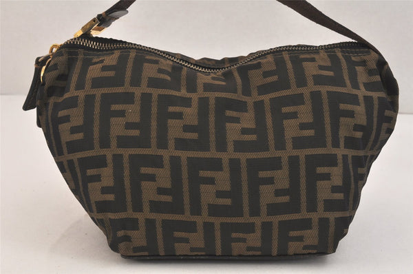 Authentic FENDI Zucca Shoulder Hand Bag Purse Nylon Leather Brown 3142K