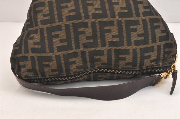 Authentic FENDI Zucca Shoulder Hand Bag Purse Nylon Leather Brown 3142K