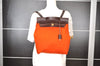 Authentic HERMES Her Bag Ado 2in1 2Way Backpack Canvas Leather Orange Red 3145I