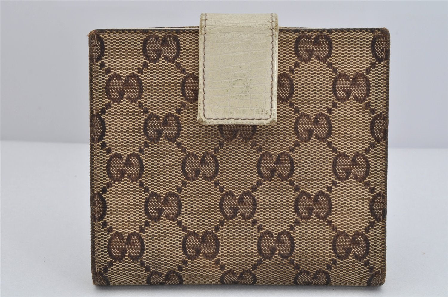 Authentic GUCCI Sherry Line Horsebit Wallet GG Canvas Leather 138029 Brown 3145K