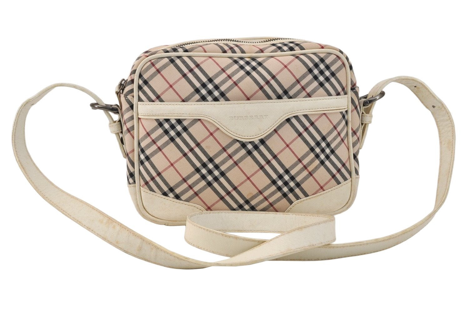 Authentic BURBERRY Nova Check Shoulder Cross Bag Canvas Leather Beige 3148K