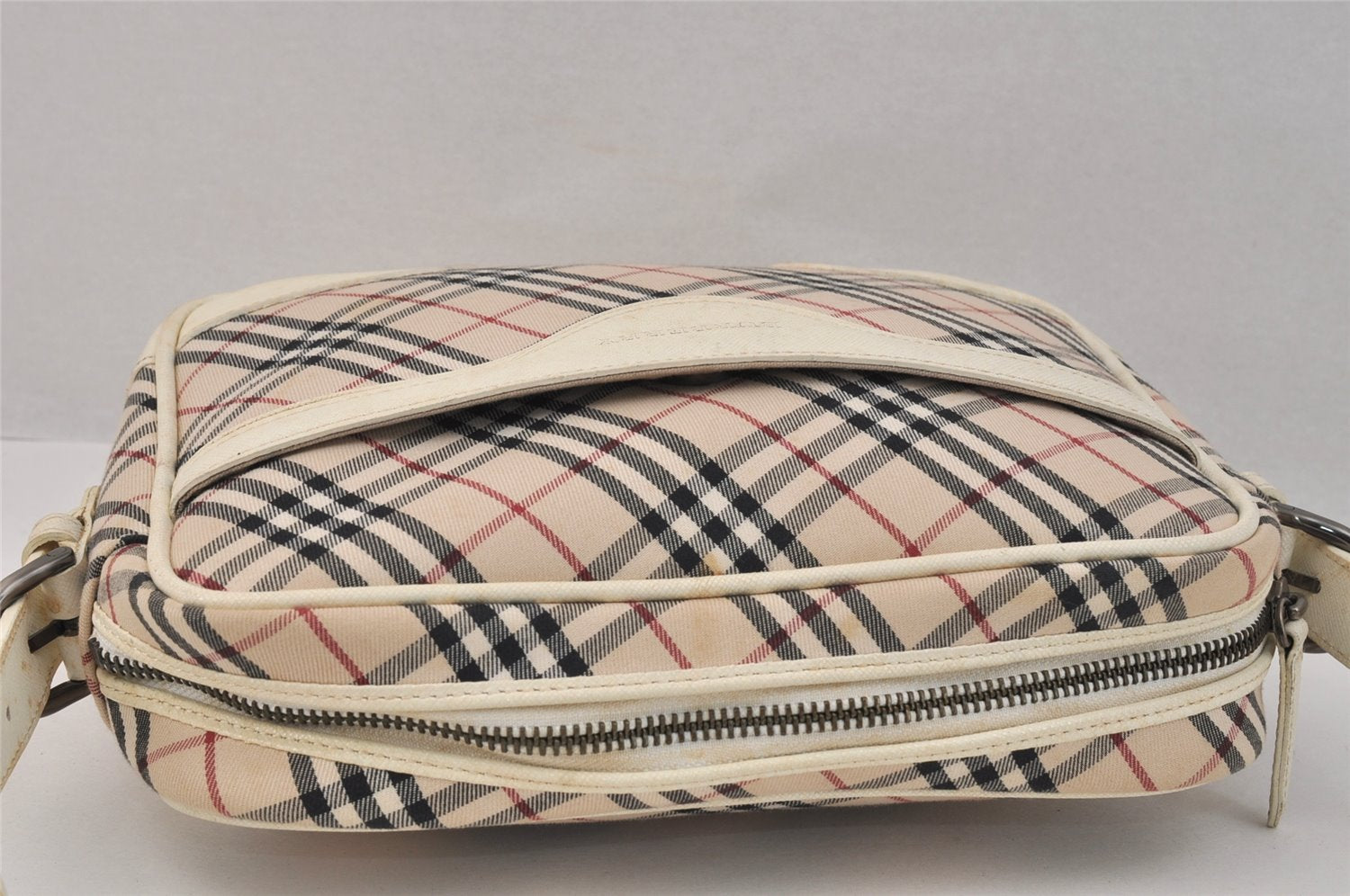 Authentic BURBERRY Nova Check Shoulder Cross Bag Canvas Leather Beige 3148K