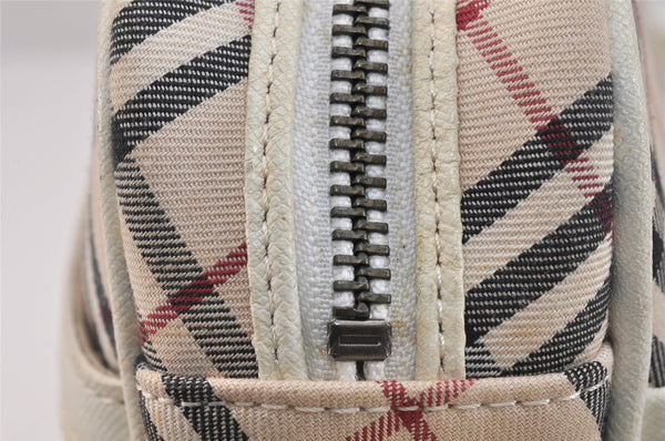 Authentic BURBERRY Nova Check Shoulder Cross Bag Canvas Leather Beige 3148K