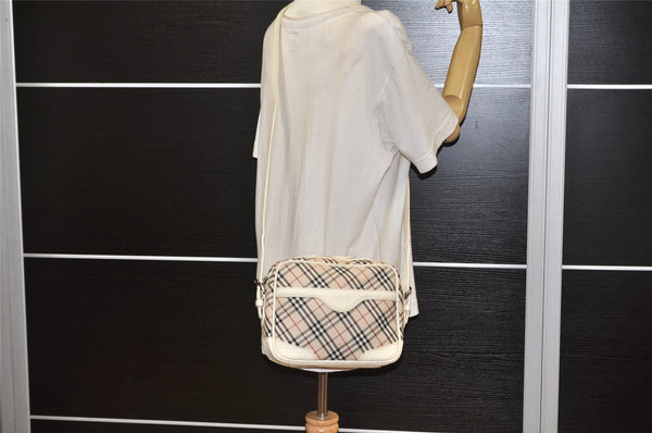 Authentic BURBERRY Nova Check Shoulder Cross Bag Canvas Leather Beige 3148K