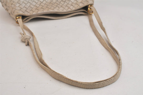 Authentic BOTTEGA VENETA Intrecciato Leather Shoulder Cross Body Bag White 3150K