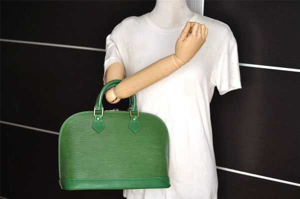 Authentic Louis Vuitton Epi Alma PM Hand Bag Green M52144 LV 3151I