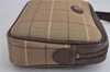 Authentic Burberrys Vintage Check Canvas Leather Clutch Hand Bag Khaki 3151J